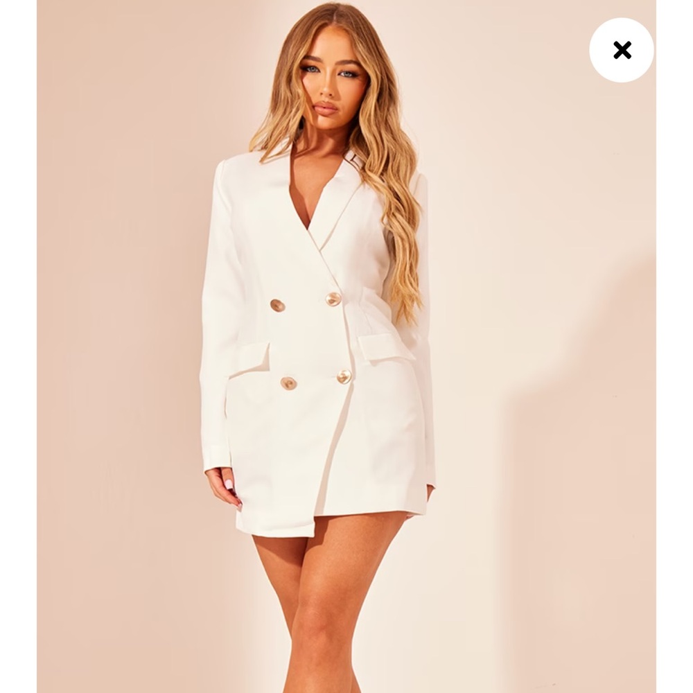 PrettyLittleThing Cream Blazer Dress